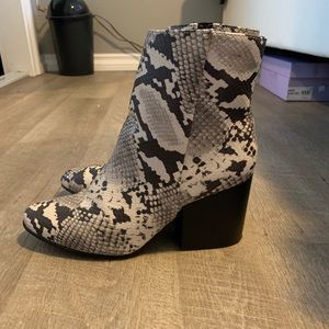 Snake print booties